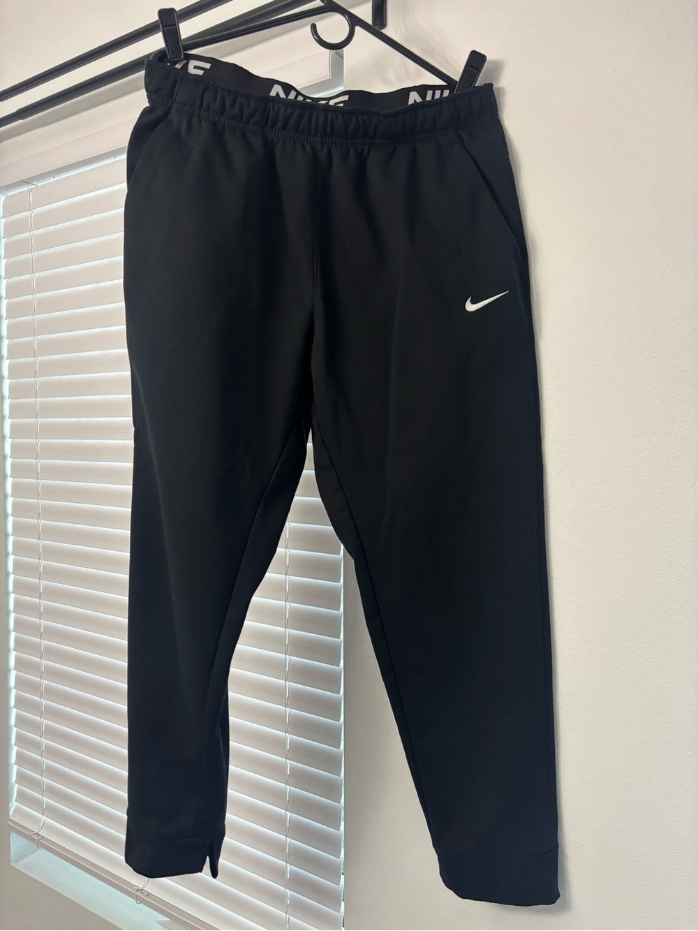 Nike Mens Black Sweat Pants with White Swoosh - XL.